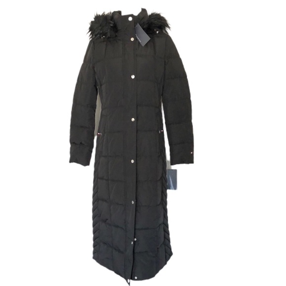 tommy hilfiger maxi length padded coat